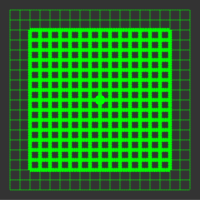 5 mW 520 nm Green Premium Structured Grid of Squares 50x50 Laser, 18° fan angle, adjustable focus, TTL+, Sealed IP67