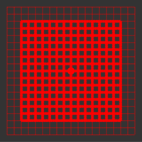 5 mW 635 nm Red Premium Structured Grid of Squares 50x50 Laser, 22° fan angle, adjustable focus, TTL+, Sealed IP67