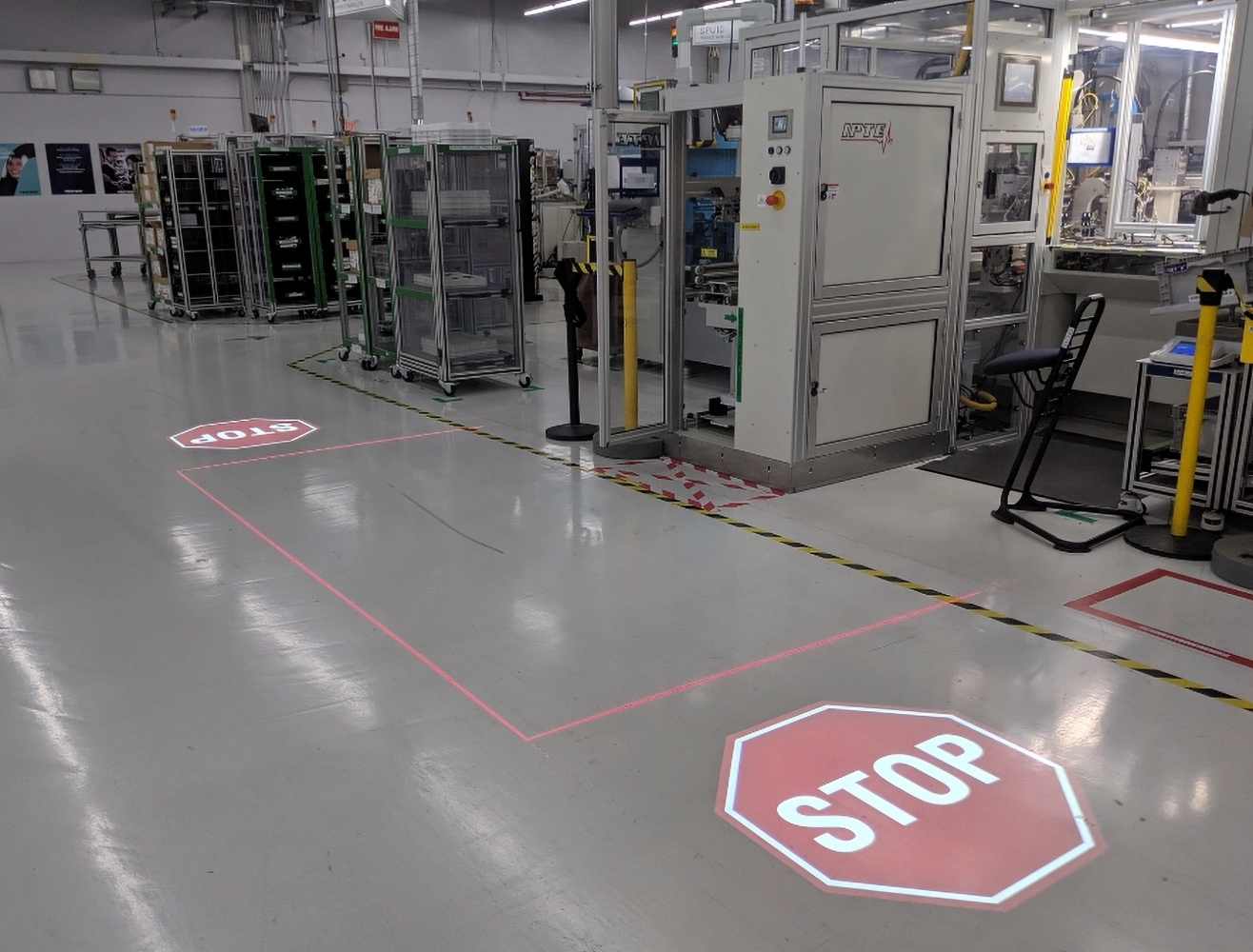 SafetyCast Projected Signage and Laser Guides used for the safe zone demarcation