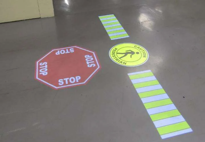 Projected Crosswalk, Caution and Stop Projected Signs